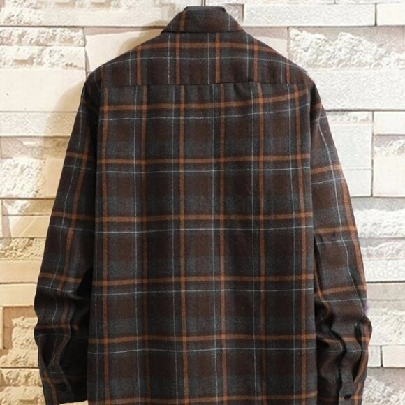 Brown Mens Plaid Shirt - Picture 3 of 7